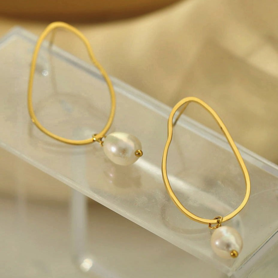 SADIE: Irregular Shaped Natural Freshwater Pearl Earrings