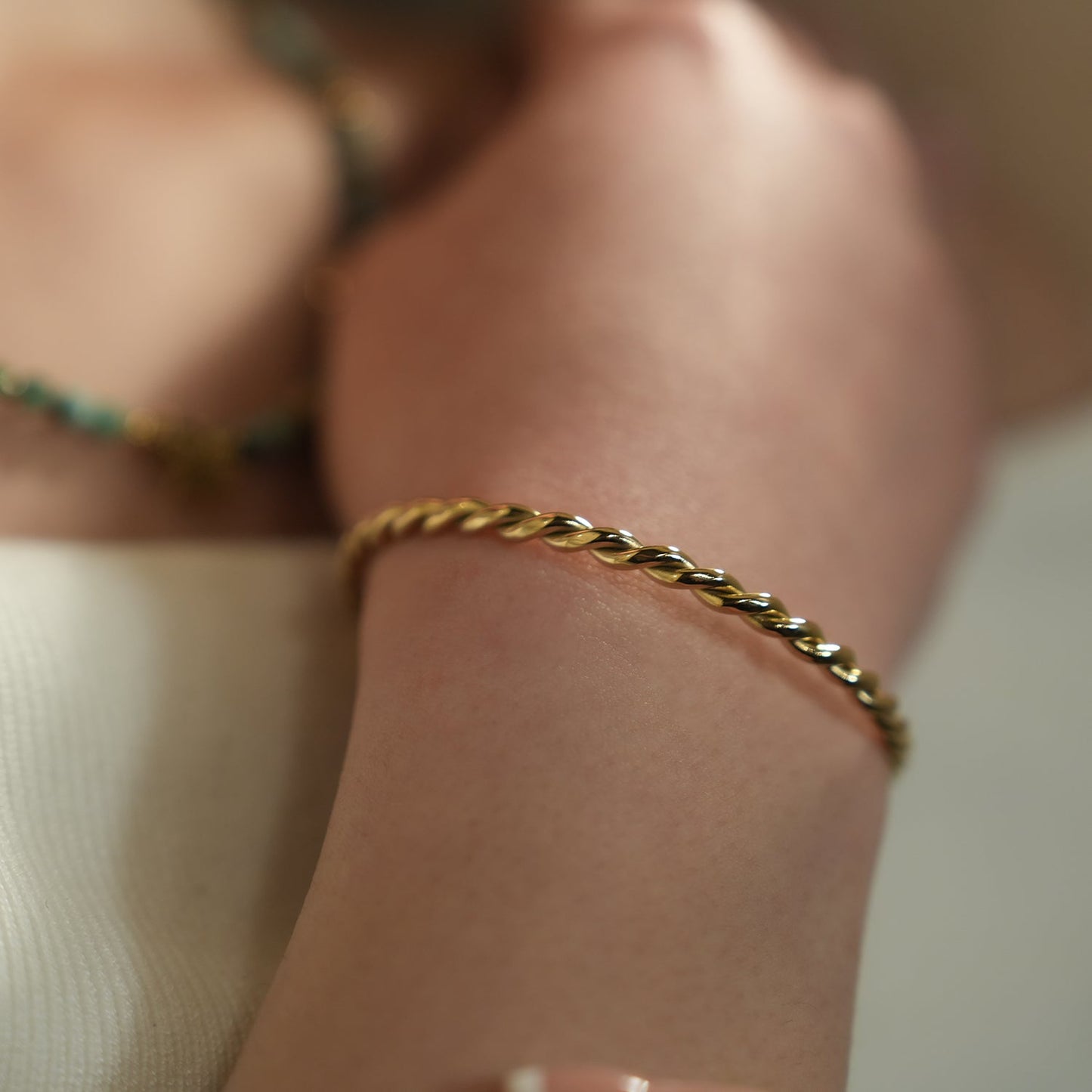 SAFIYA: Twisted Elegance - Adjustable Rope Bracelet with Ball Bead Accents