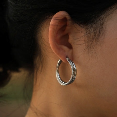 Style SAJAN: Double Hoop Silver Earrings