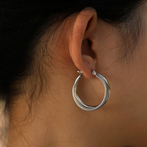 Style SAJAN: Double Hoop Silver Earrings