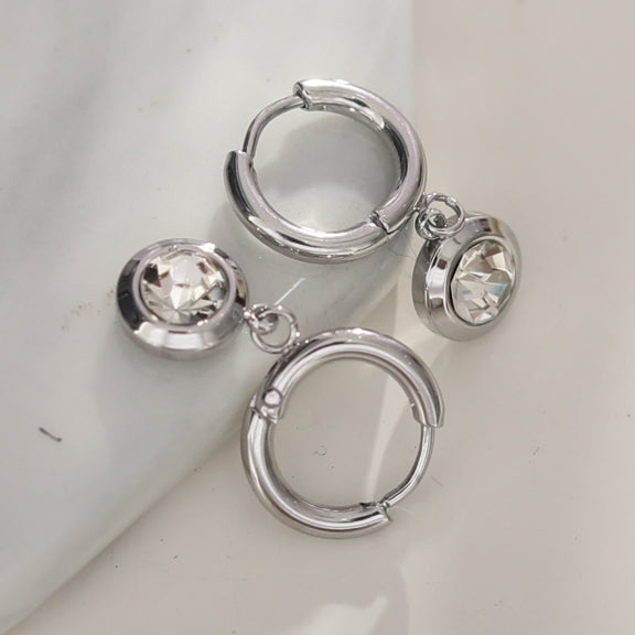 SAMIRA Zirconia Silver Hoop Earrings