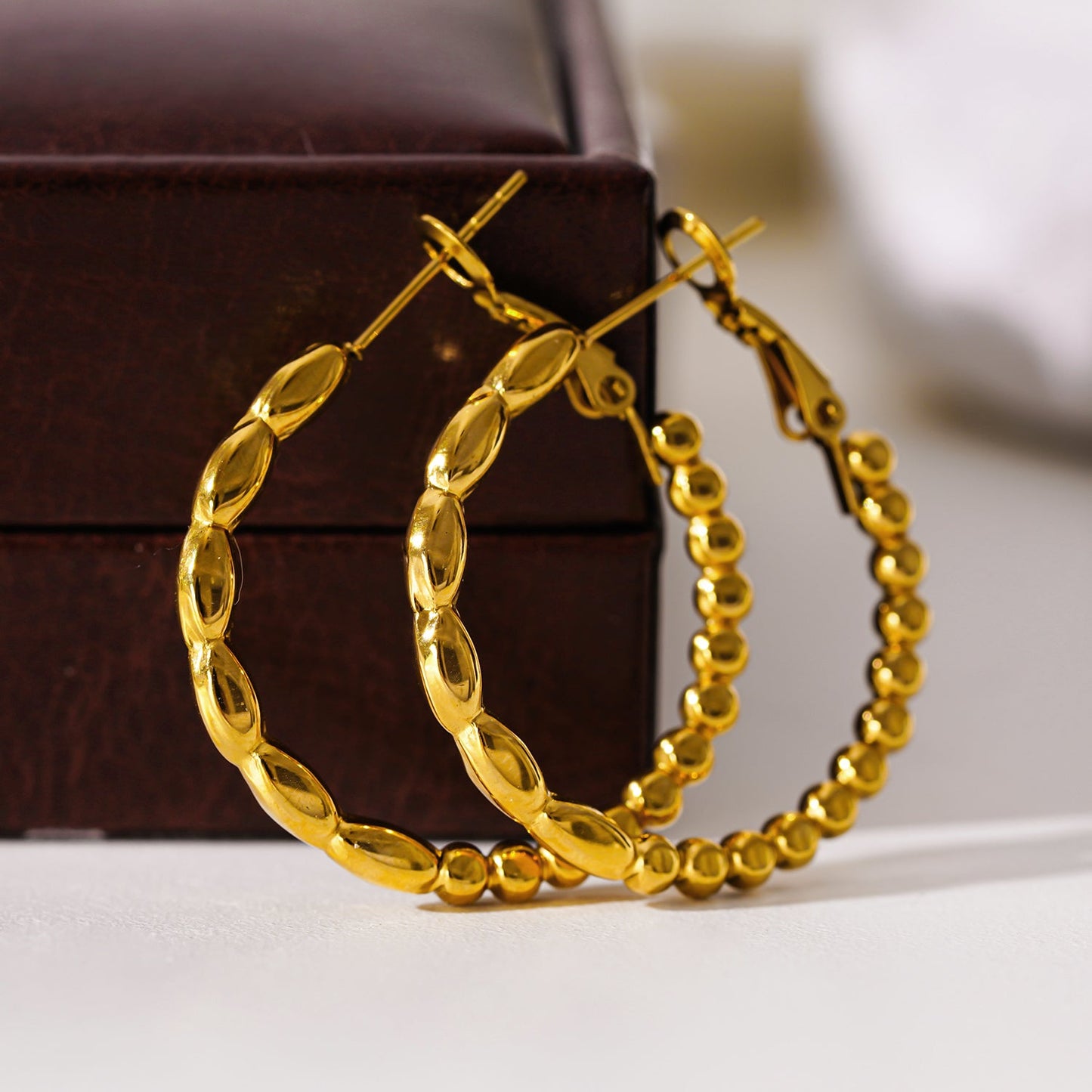 SAOREI: Dual Beaded Hoop Earrings