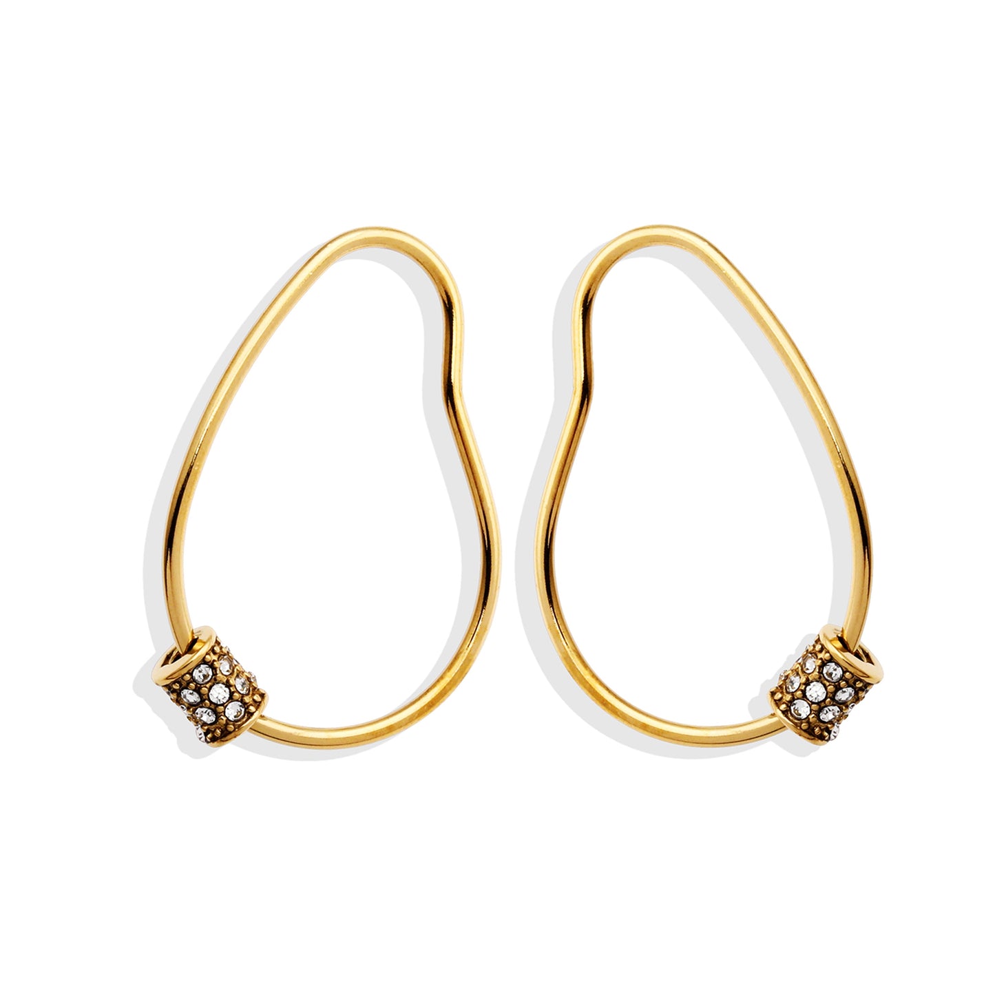 SIMAN Irregular Shaped Pavé Zirconia accented Hoop Earrings in Gold