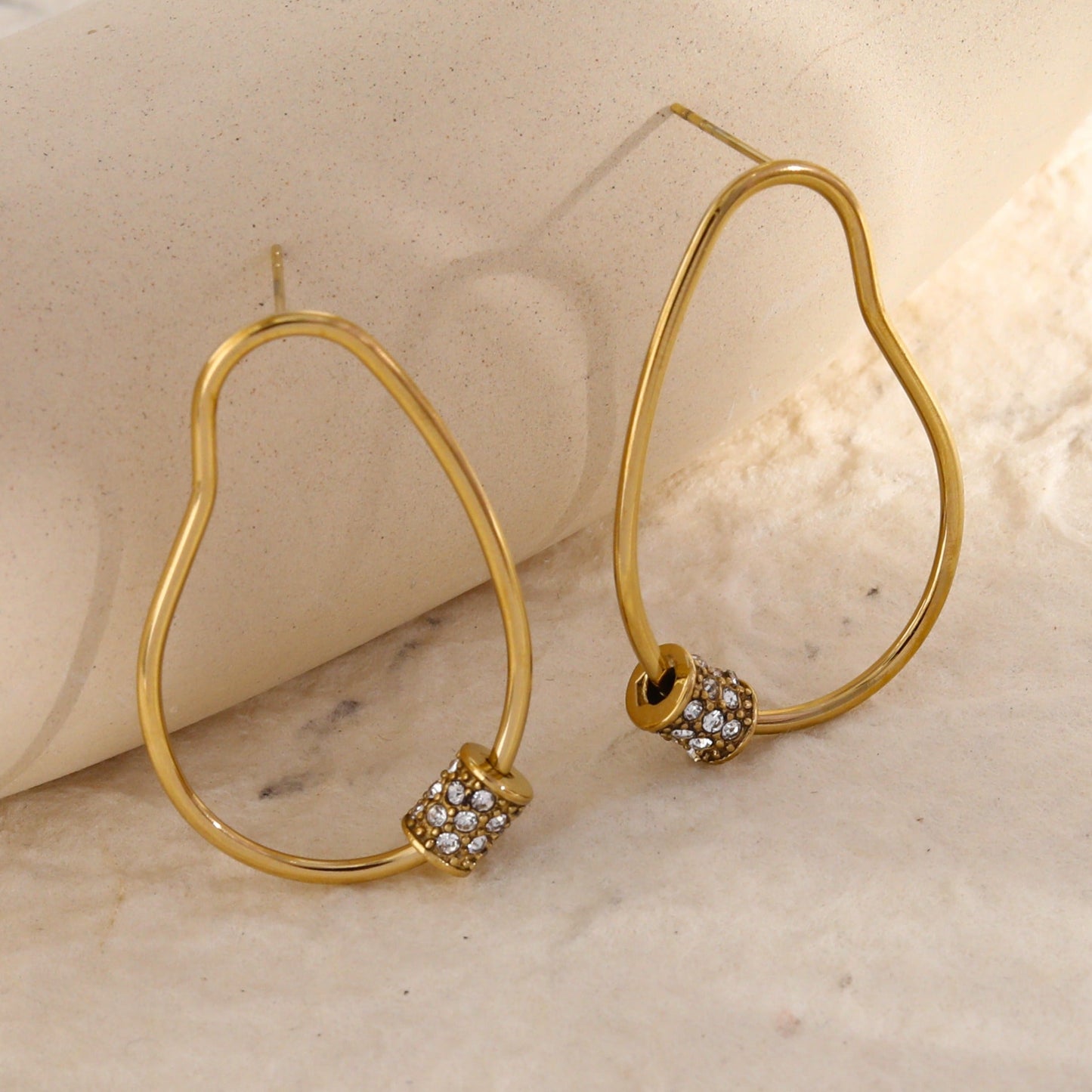 SIMAN Irregular Shaped Pavé Zirconia accented Hoop Earrings in Gold