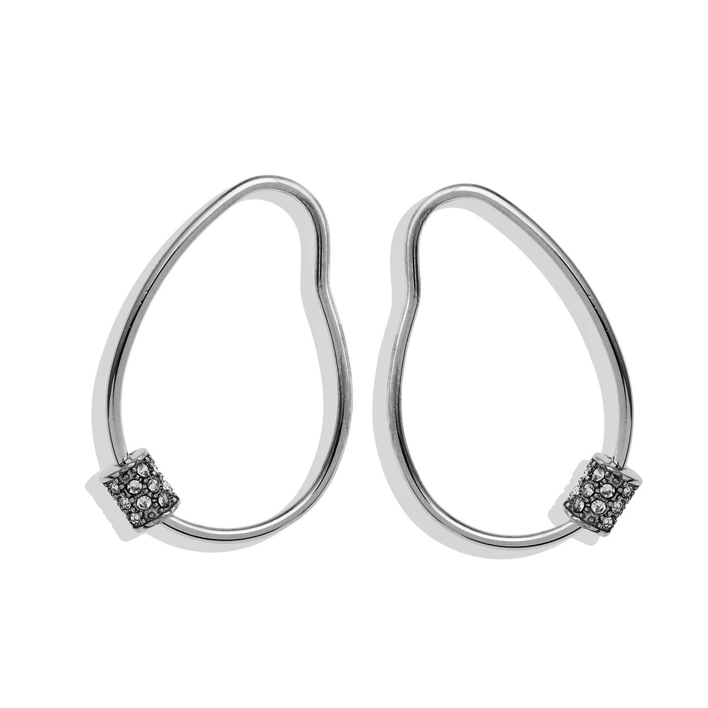 SIMAN Irregular Shaped Pavé Zirconia accented Hoop Earrings in Silver