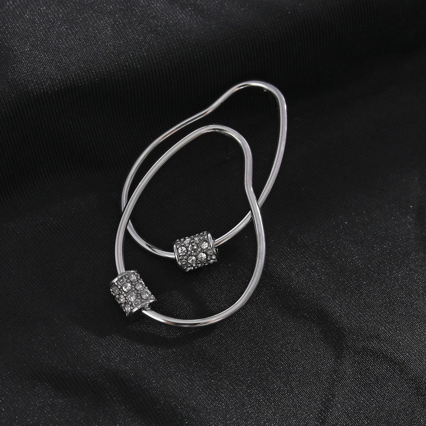 SIMAN Irregular Shaped Pavé Zirconia accented Hoop Earrings in Silver