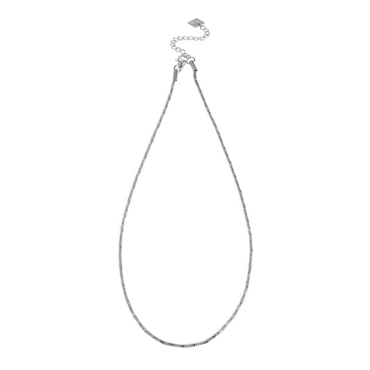 SKAGWAY: Minimalist Twisted Textures Chain Necklace in Silver (White Gold)