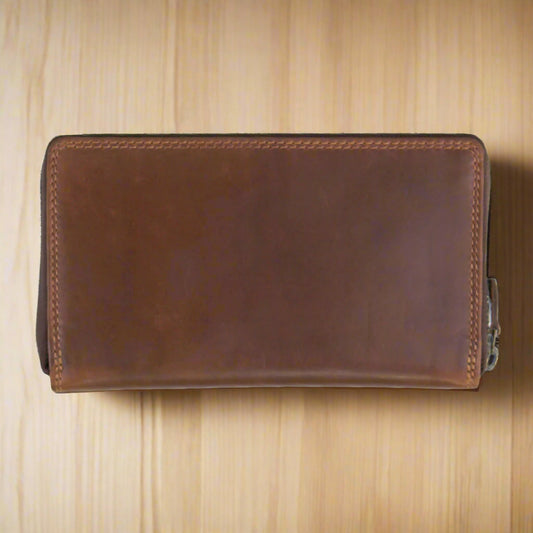 Rugged Earth Unisex Full Grain Leather Zippered Wallet