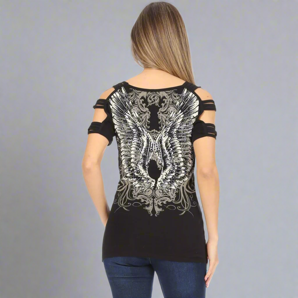 Women's Rhinestone Angel Wing Tank Top