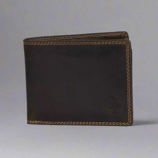 Greenwood Leather Men's Wallet. RFID-Blocking Oil Pull-Up Leather