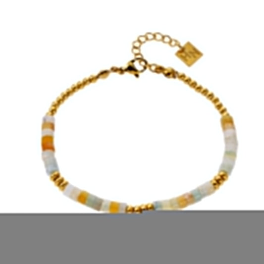 RUBINA: Amazonite Stones & Gold Beaded Bracelet