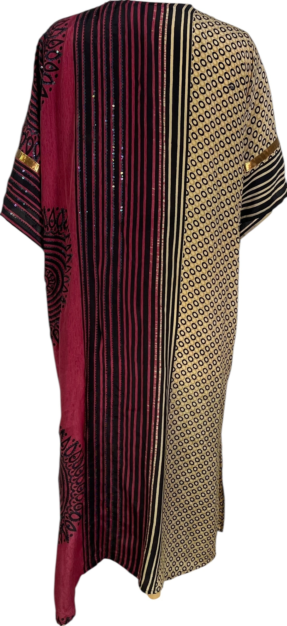 PRC6759 Avatar Long Pure Silk Kimono Sleeved Duster with Belt