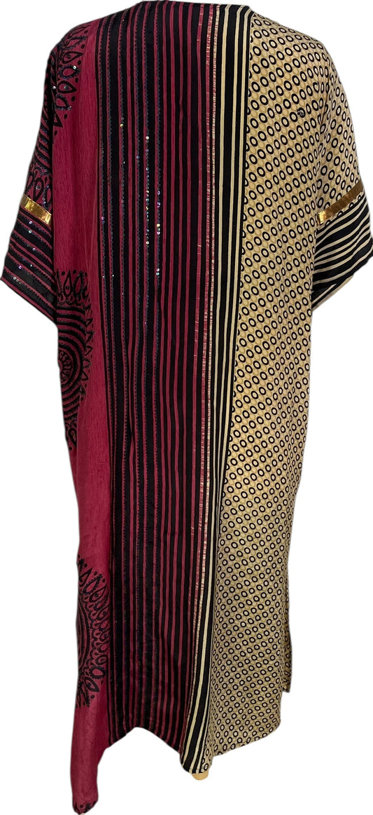 PRC6759 Avatar Long Pure Silk Kimono Sleeved Duster with Belt