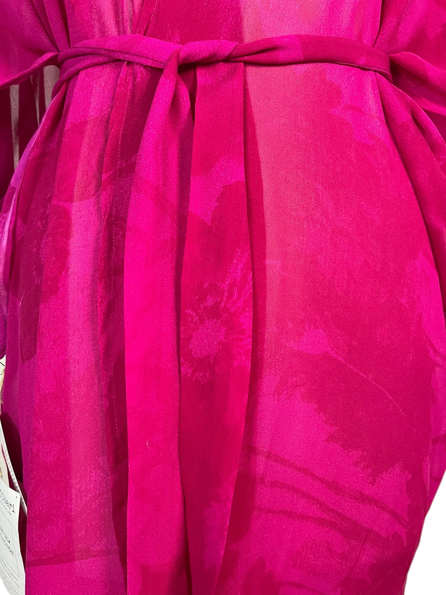 PRG6790 Sheer Avatar Long Pure Silk Kimono Sleeved Duster with Belt