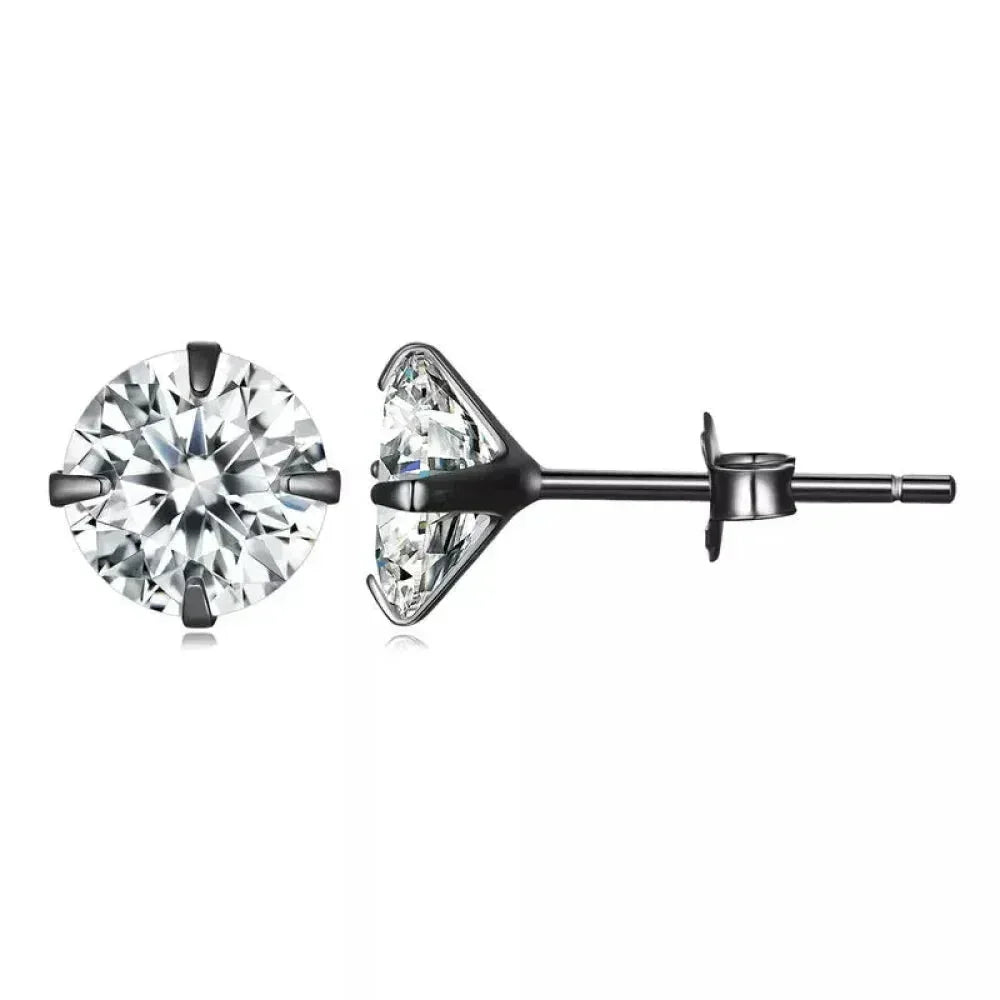 Cz Stud Earrings - 925 Sterling Silver Platinum Plated - Round Cubic Zirconia Hypoallergenic Earrings 4Mm 5Mm 6Mm 7Mm Bse166