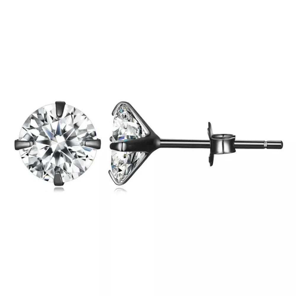 Cz Stud Earrings - 925 Sterling Silver Platinum Plated - Round Cubic Zirconia Hypoallergenic Earrings 4Mm 5Mm 6Mm 7Mm Bse166