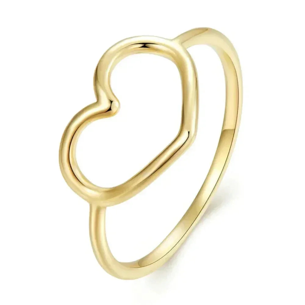 925 Sterling Silver Minimal Heart Band Ring