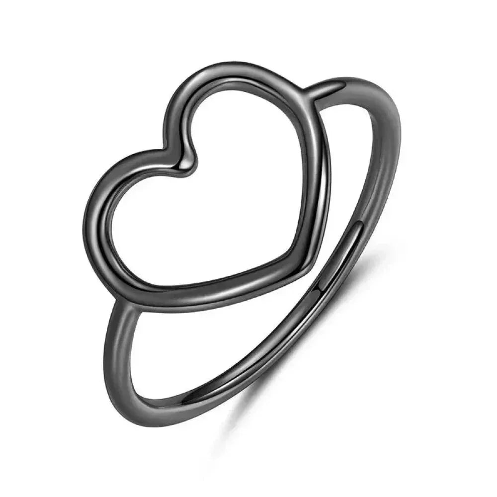 925 Sterling Silver Minimal Heart Band Ring