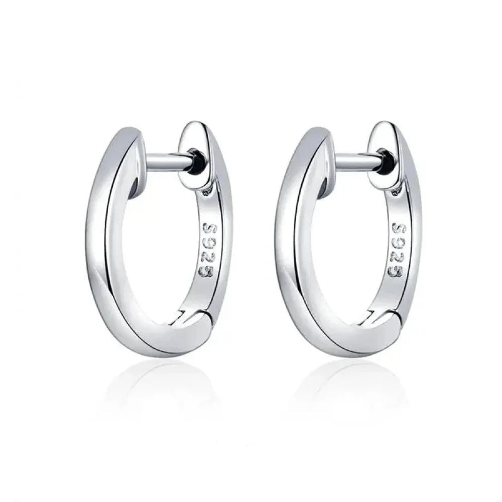 Genuine Sterling Silver Hoop Earrings - Elegant Rose Gold Color - Women's Fashion jewelry SCE808