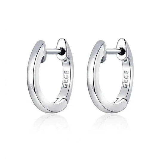 Genuine Sterling Silver Hoop Earrings - Elegant Rose Gold Color - Women's Fashion jewelry SCE808