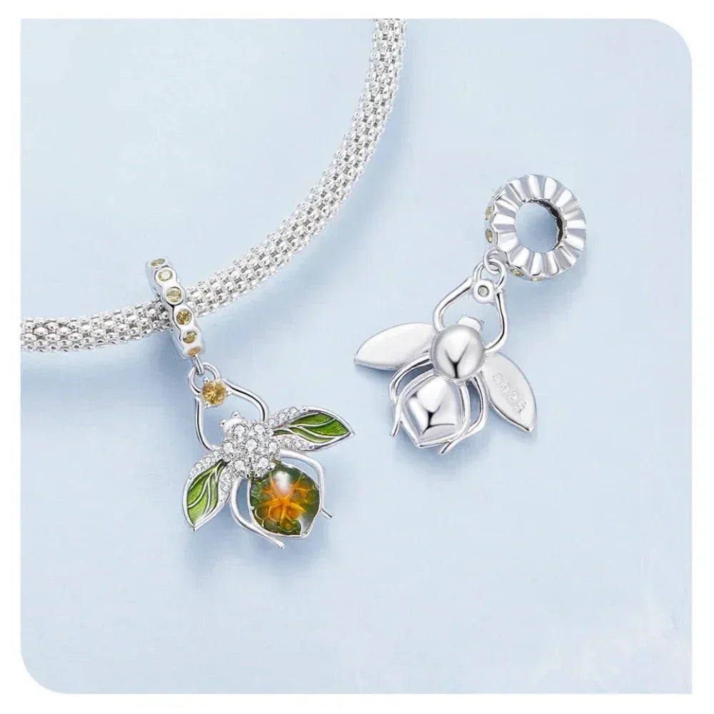 Buzzing With Charm: 925 Silver Lemon Bee Pendant For Bracelets & Bangles