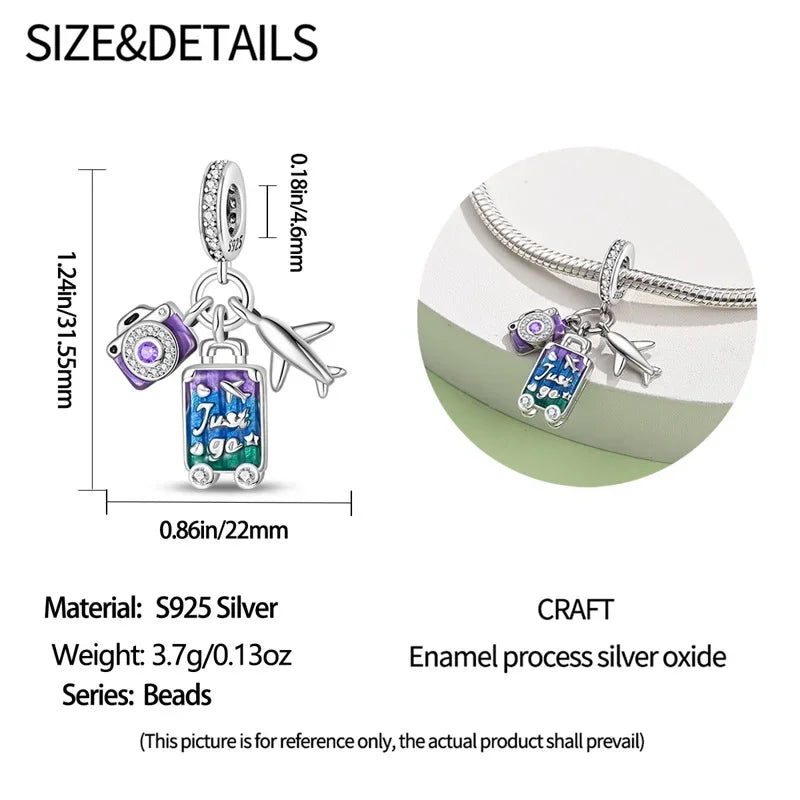 Adventure Awaits Sterling Silver Travel Charm