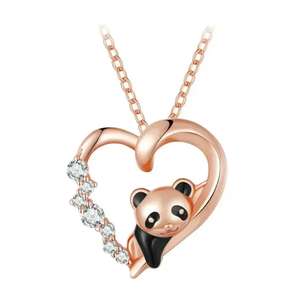 925 Sterling Silver Baby Panda Crystal Necklace | Enamel Cute Animal Charm Chain Link | Women'S Gift - 17.71'' Scn453