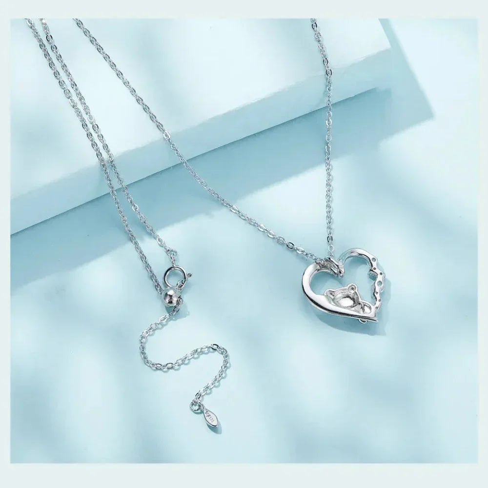 925 Sterling Silver Baby Panda Crystal Necklace | Enamel Cute Animal Charm Chain Link | Women'S Gift - 17.71'' Scn453