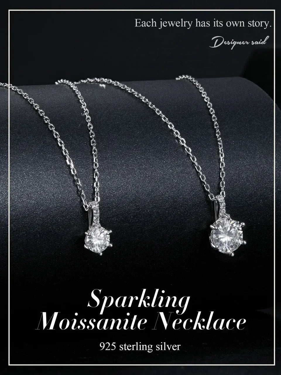 Glamorous Gem 1ct Moissanite Sterling Silver Pendant Necklace