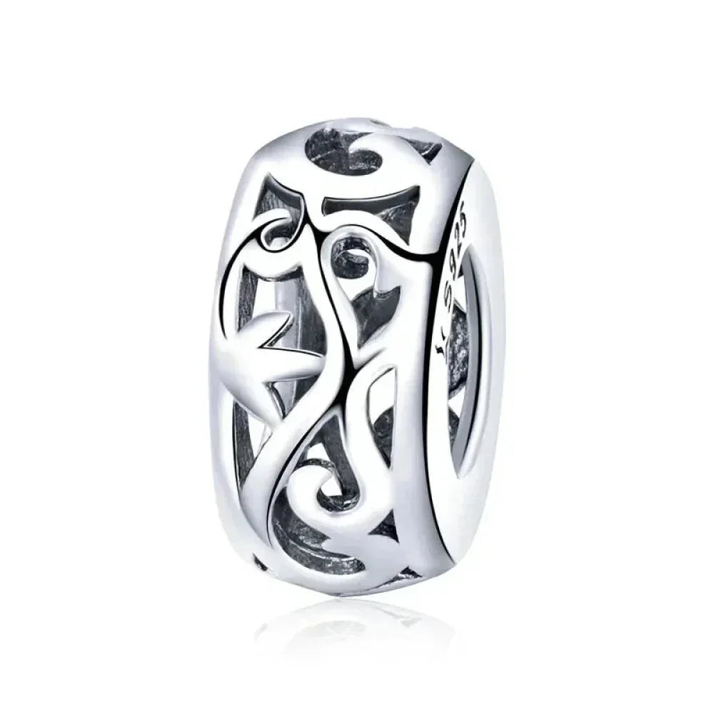 925 Sterling Silver Diy Heart Charm With Pink Zircon - Bsc777