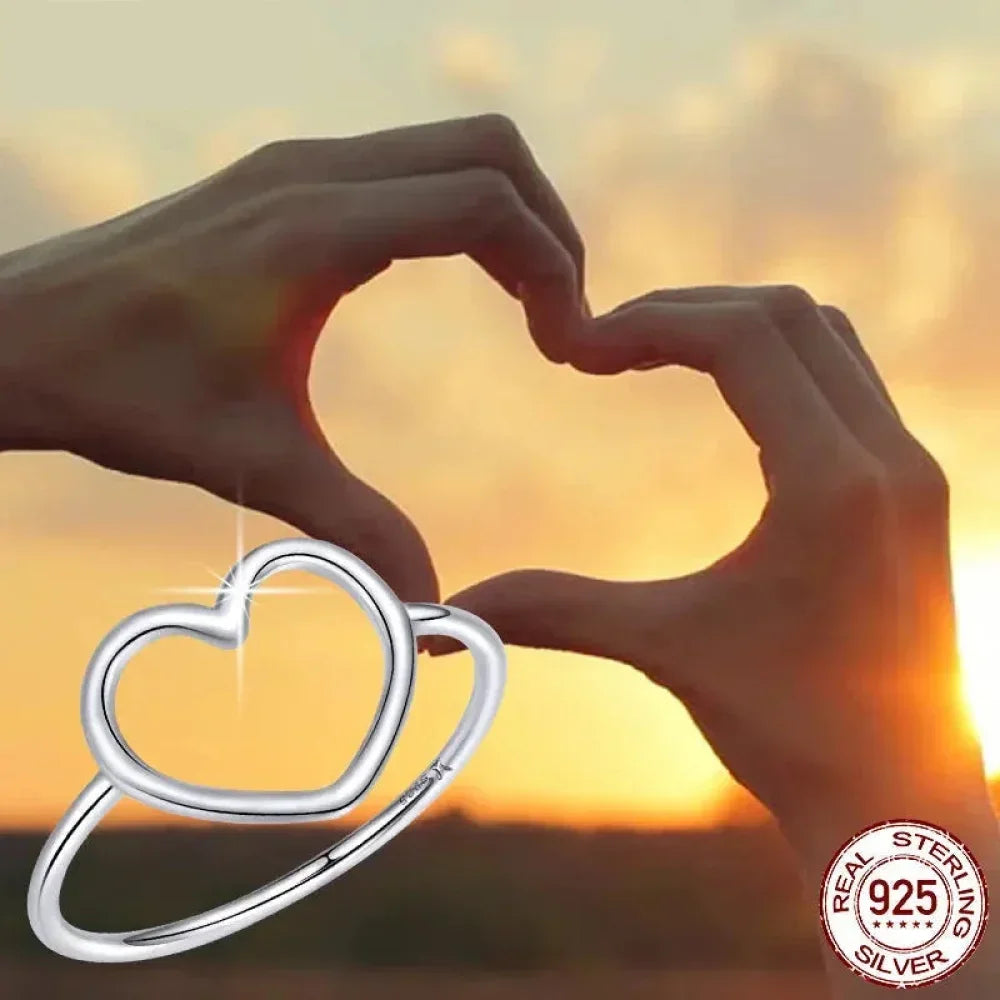925 Sterling Silver Minimal Heart Band Ring