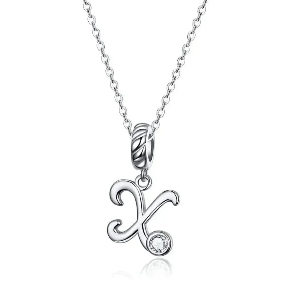 Chic And Timeless 925 Sterling Silver Initial Pendant Necklace | Platinum Plated Vintage Letter A To Z | Women'S Fine Jewelry