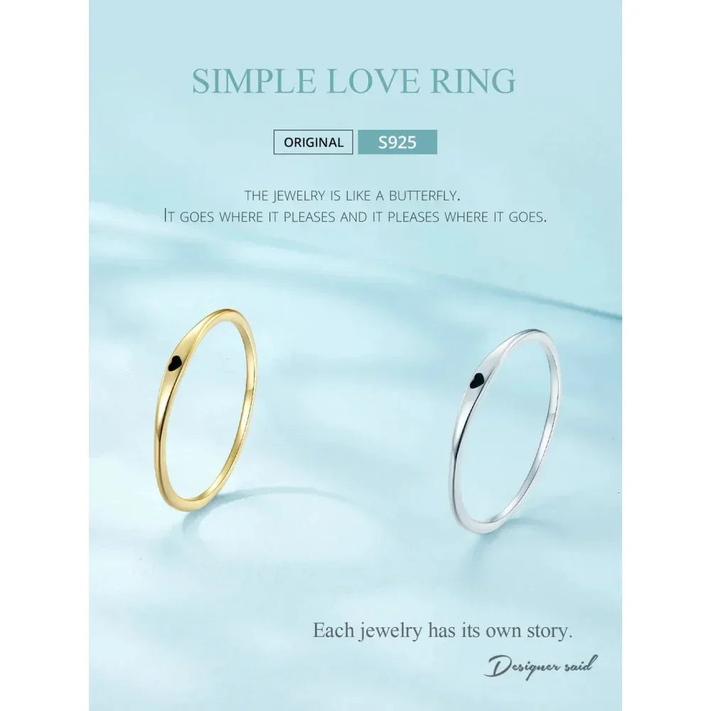 925 Sterling Silver Heart Wedding Band - Symbol Of Love, Stackable Promise Ring In 2 Colors (Size 5-10)