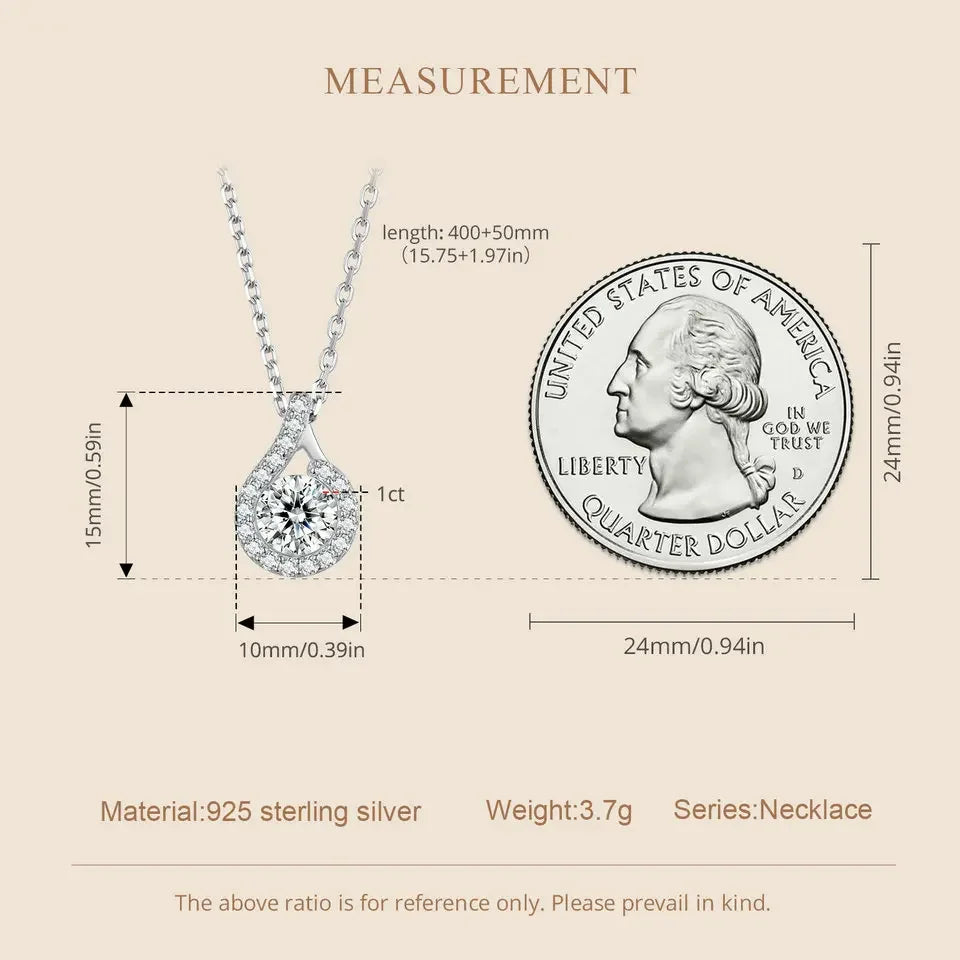 Dazzling 1ct Moissanite Sterling Silver Pendant Necklace
