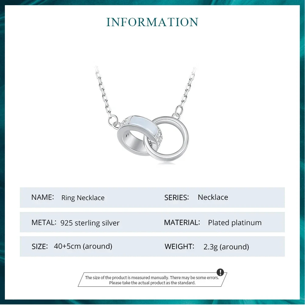 Interlocking Circles: Sterling Silver Double Ring Chain Necklace
