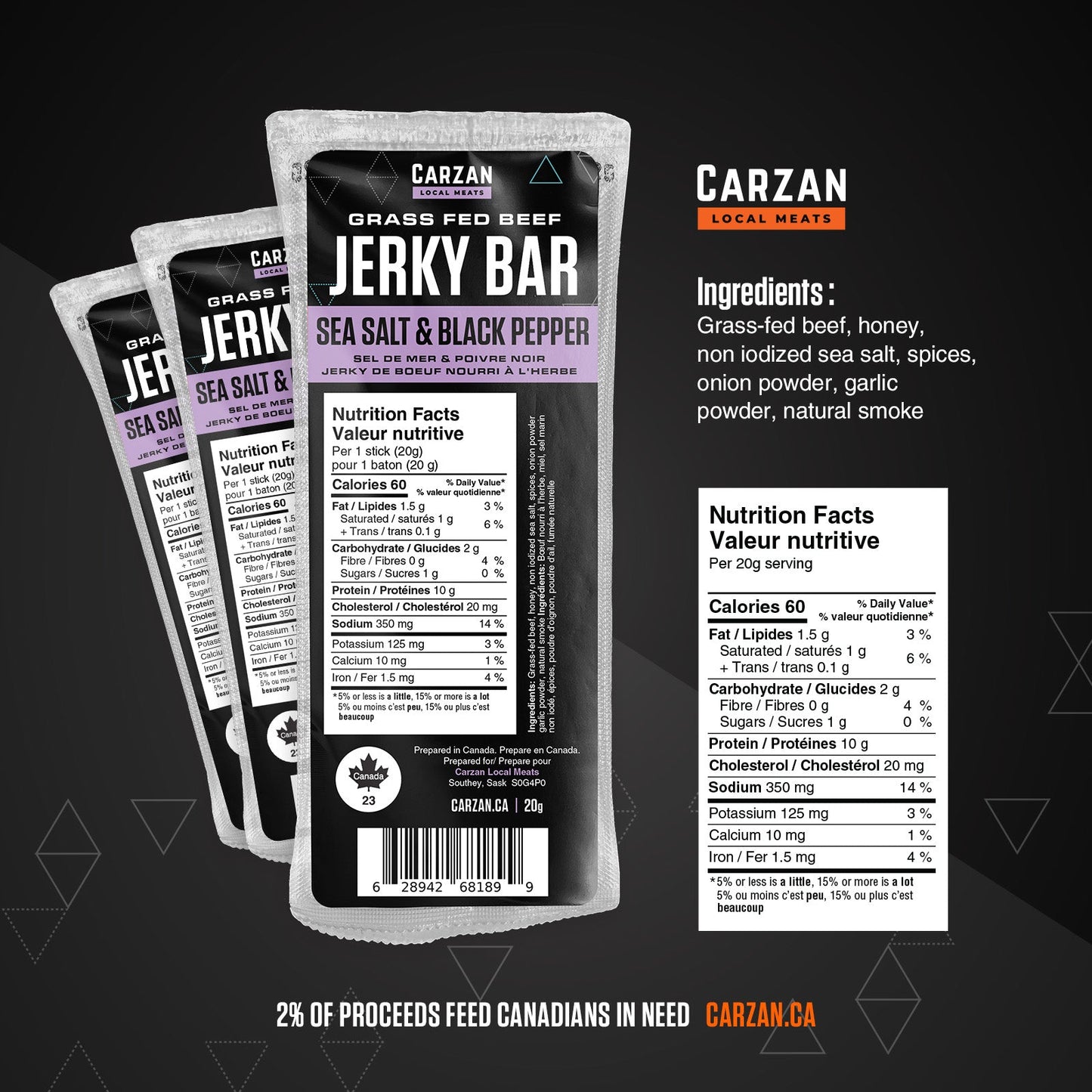Sea Salt & Black Pepper Grass-Fed Beef Jerky Bars