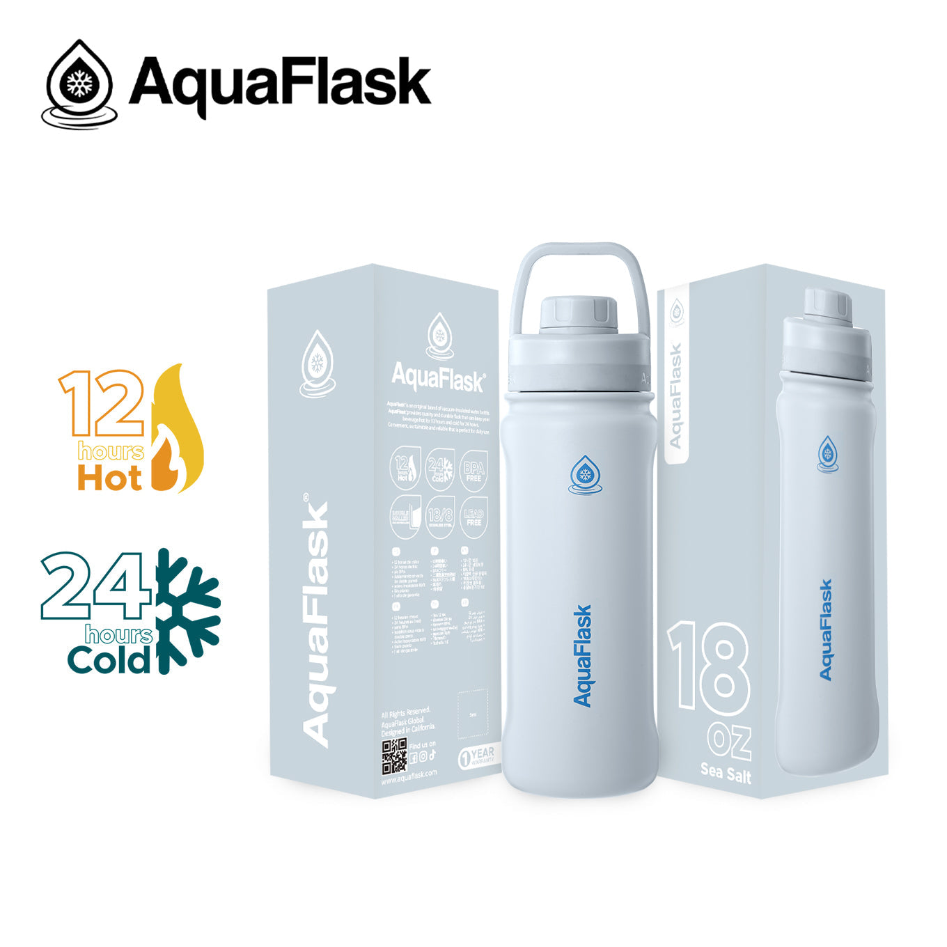 AquaFlask Original Vacuum Insulated Water Bottles 530ml (18oz)