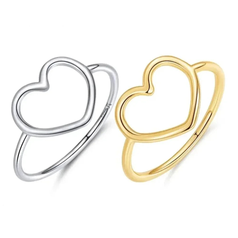 925 Sterling Silver Minimal Heart Band Ring