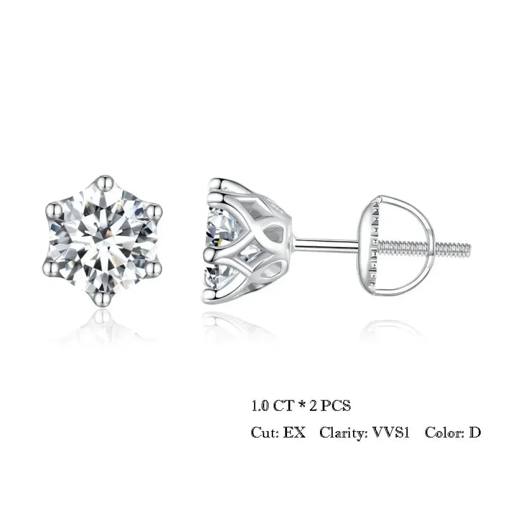 Radiant Moissanite Stud Earrings | D Color Round Cut 925 Silver, Gold Plated