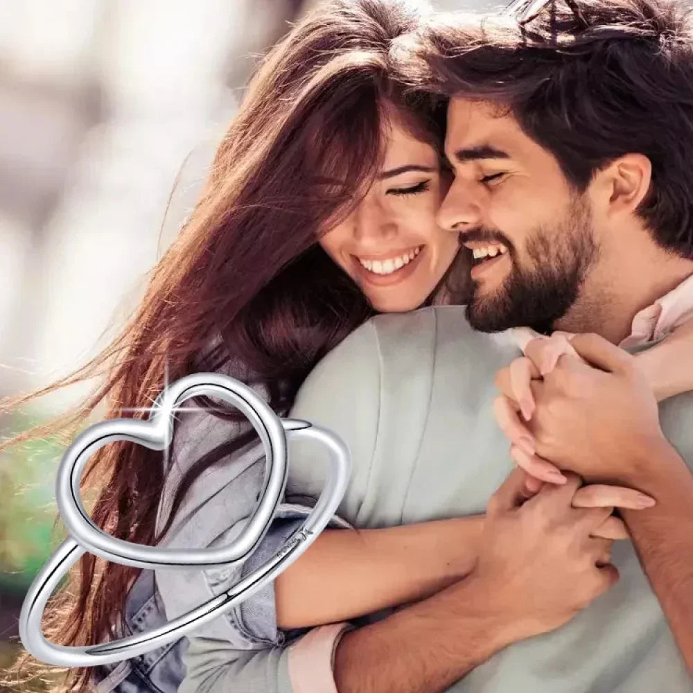 925 Sterling Silver Minimal Heart Band Ring