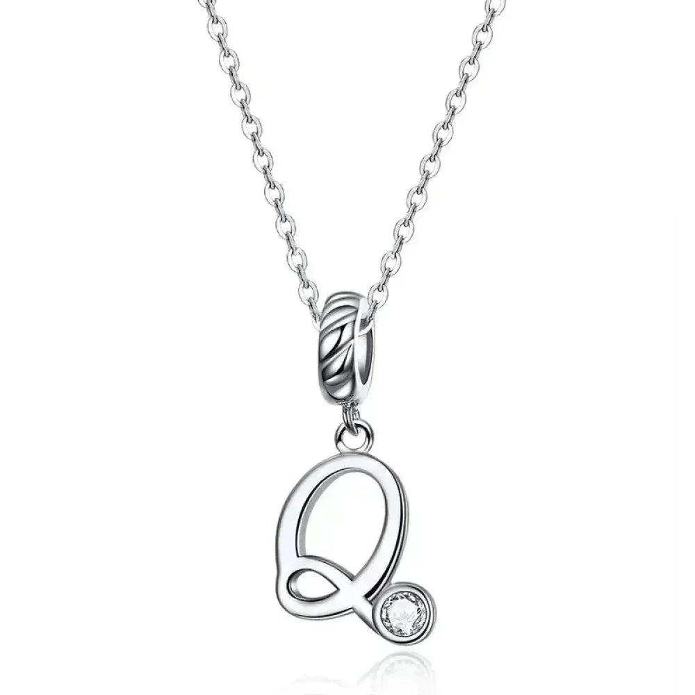 Chic And Timeless 925 Sterling Silver Initial Pendant Necklace | Platinum Plated Vintage Letter A To Z | Women'S Fine Jewelry