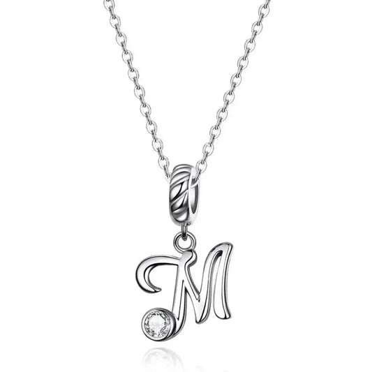 Chic And Timeless 925 Sterling Silver Initial Pendant Necklace | Platinum Plated Vintage Letter A To Z | Women'S Fine Jewelry