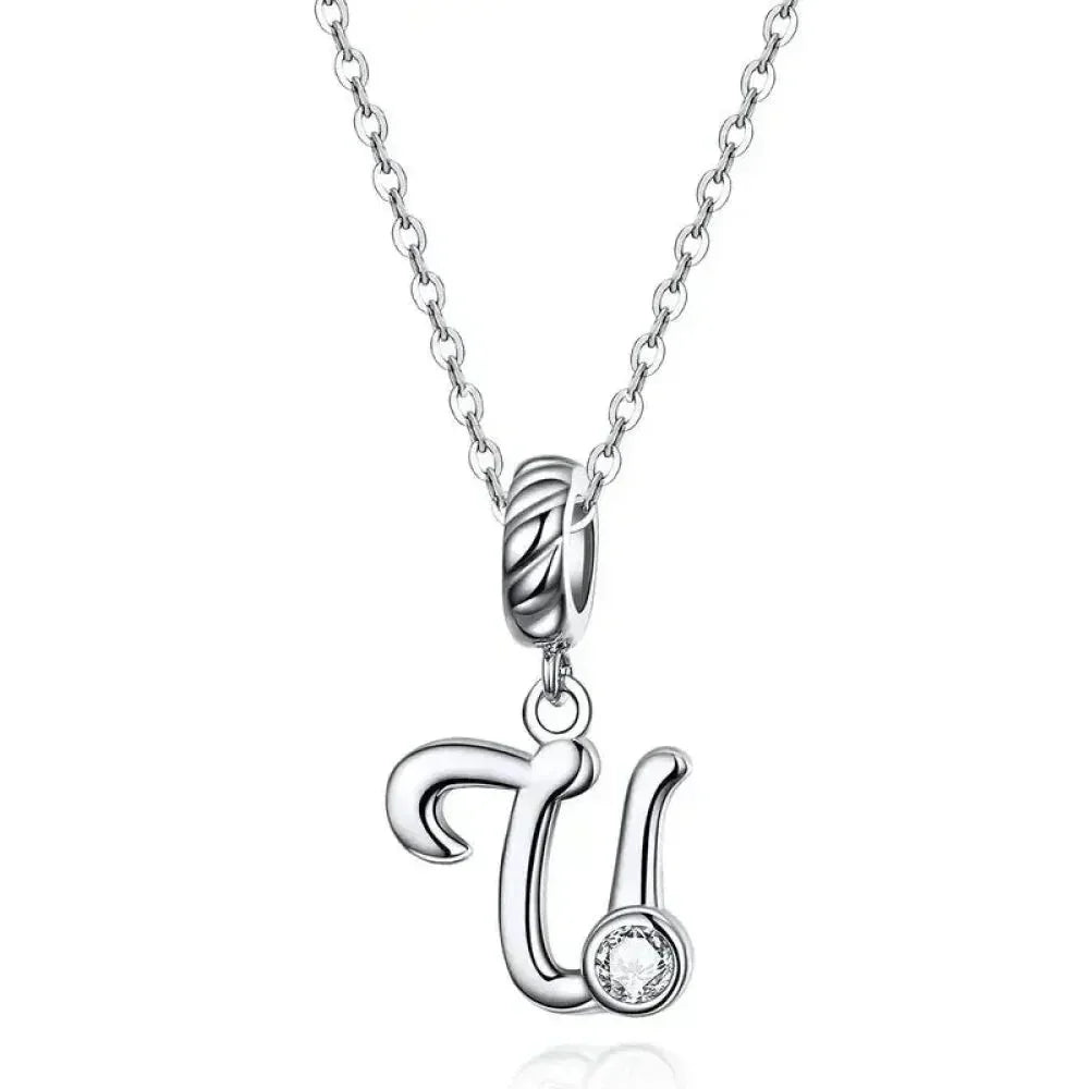 Chic And Timeless 925 Sterling Silver Initial Pendant Necklace | Platinum Plated Vintage Letter A To Z | Women'S Fine Jewelry