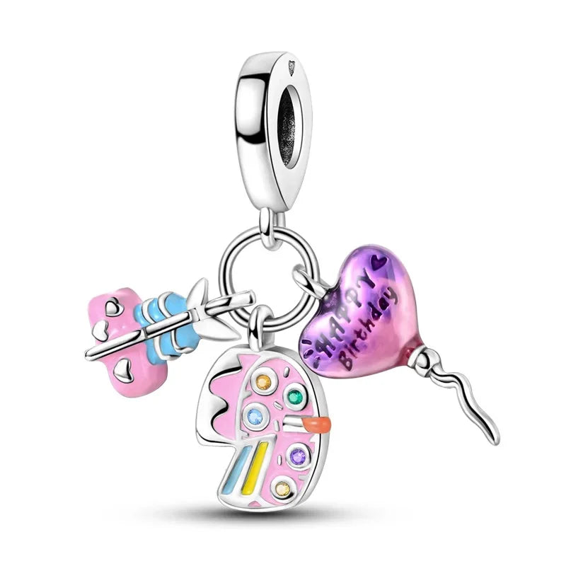 Festive Fun Sterling Silver Birthday Charm