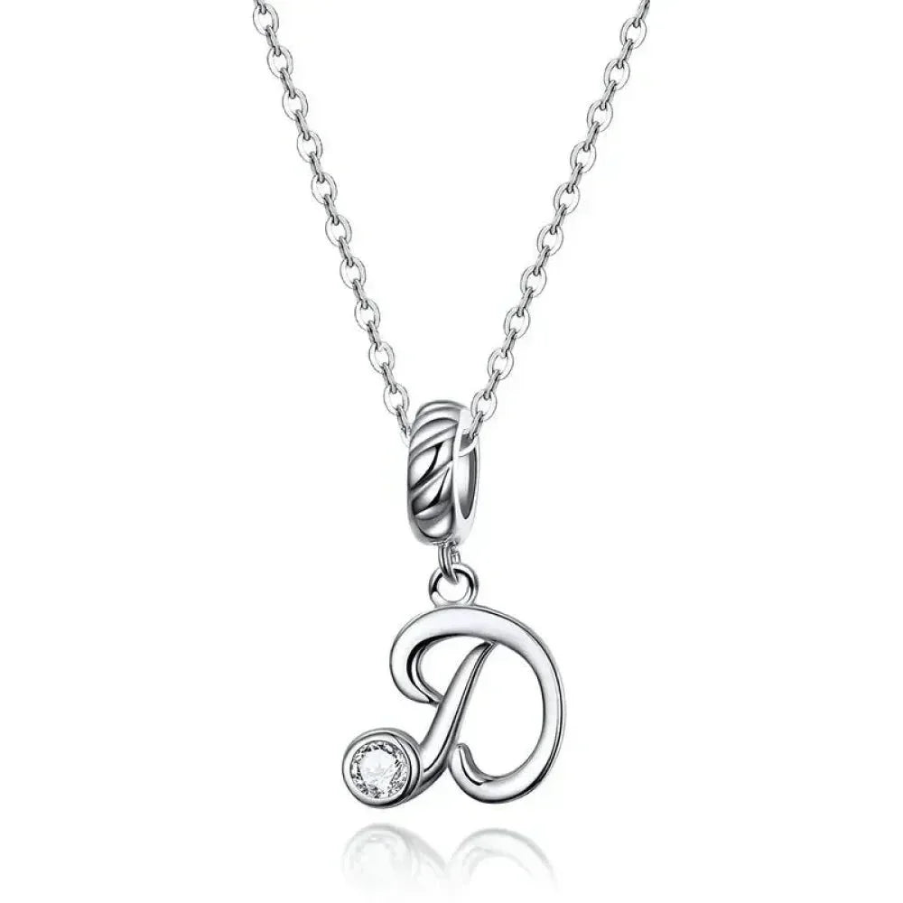 Chic And Timeless 925 Sterling Silver Initial Pendant Necklace | Platinum Plated Vintage Letter A To Z | Women'S Fine Jewelry
