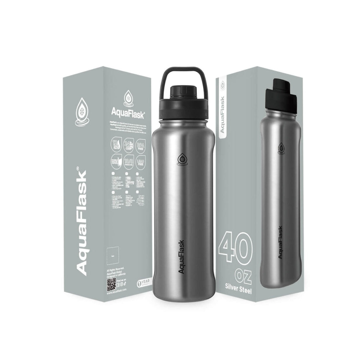 AquaFlask 1080ml (40oz) Double Wall Insulated Stainless Steel Water Bottle – Hot & Cold, Leakproof, BPA-Free