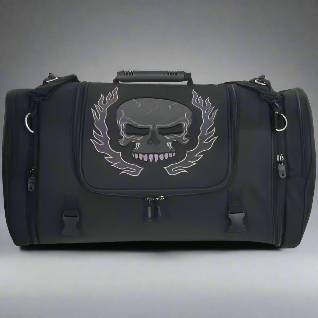 Skull Embroidered Travel Duffle Bag
