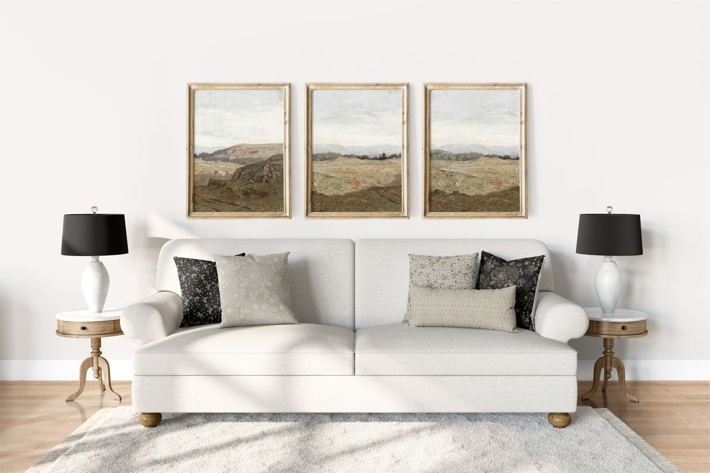 Vintage Landscape Overcast Painting L0223C