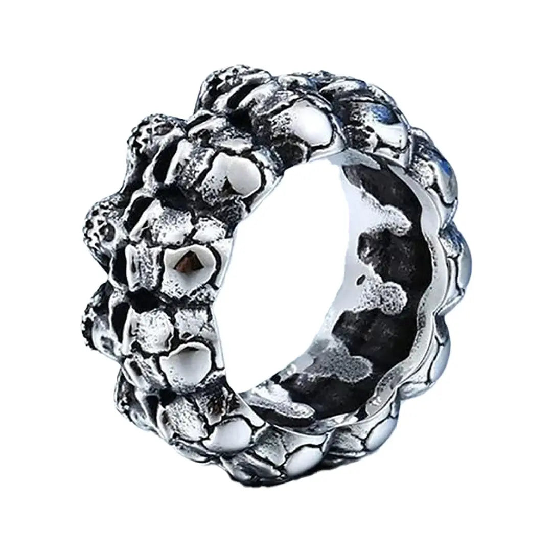 SteelTime Men's Stainless Steel Gothic Vintage Biker Skeleton Head Ring