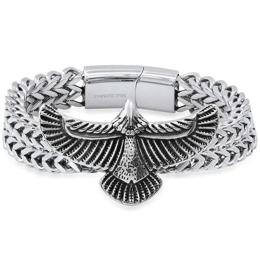 Steeltime 2 Row Wheat Chain Eagle Bracelet